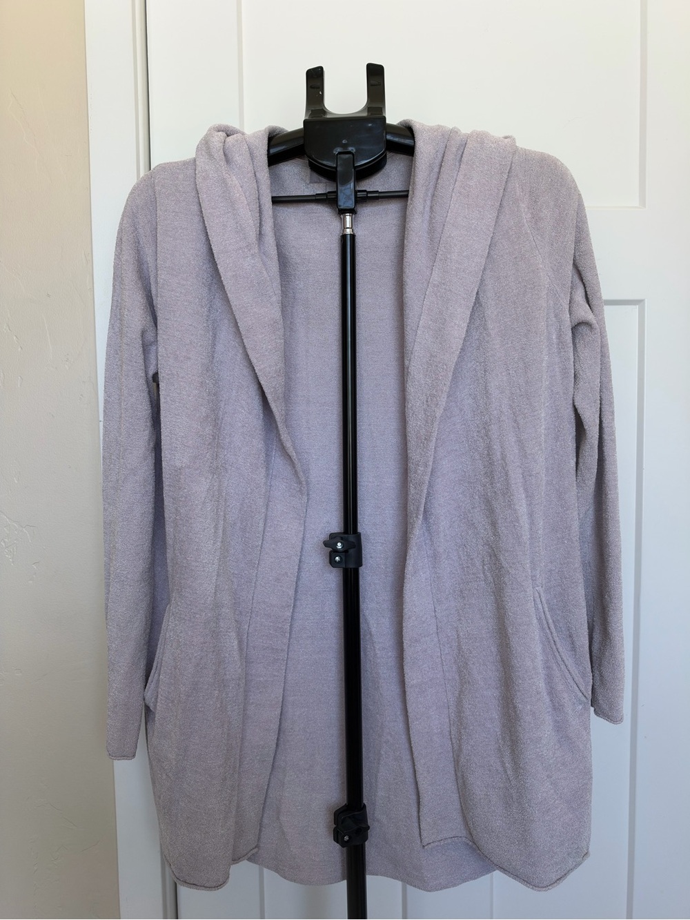 Barefoot Dreams Hooded Open-Front Cardigan - Light Lavender